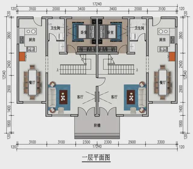 墅效果图30套农村双拼农村自建房别墅PG麻将胡了试玩三层新中式兄弟双拼别